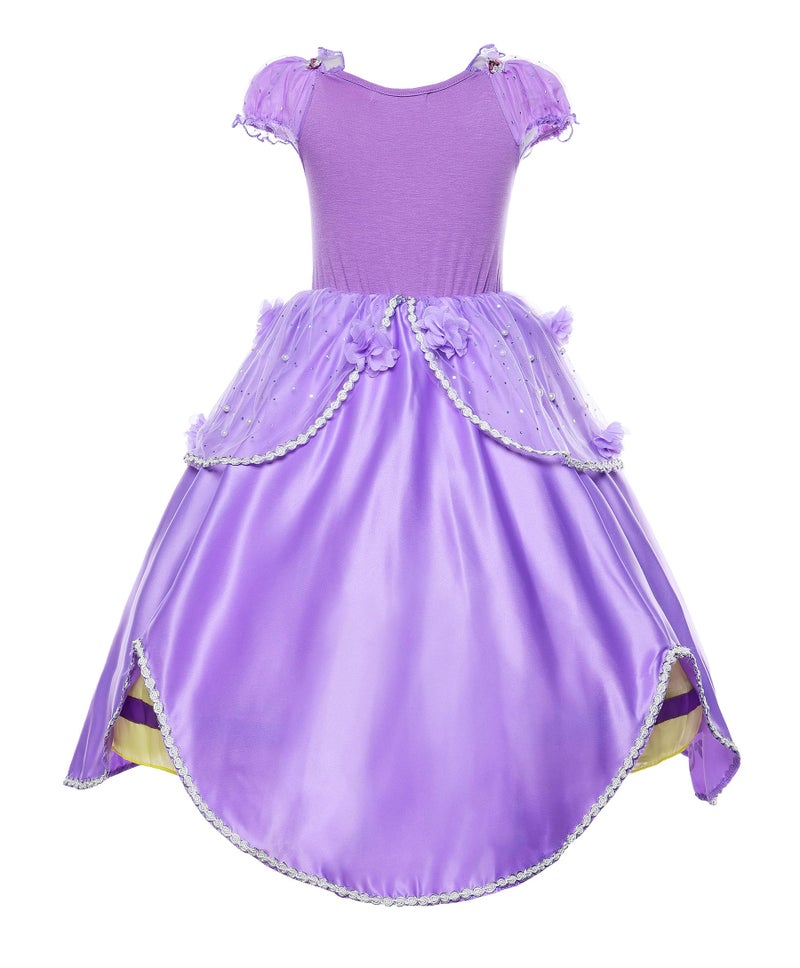 JerrisApparel Girls Princess Costume Floor Length Birthday Party Dress up (8, Purple with Accessories) - Image 3